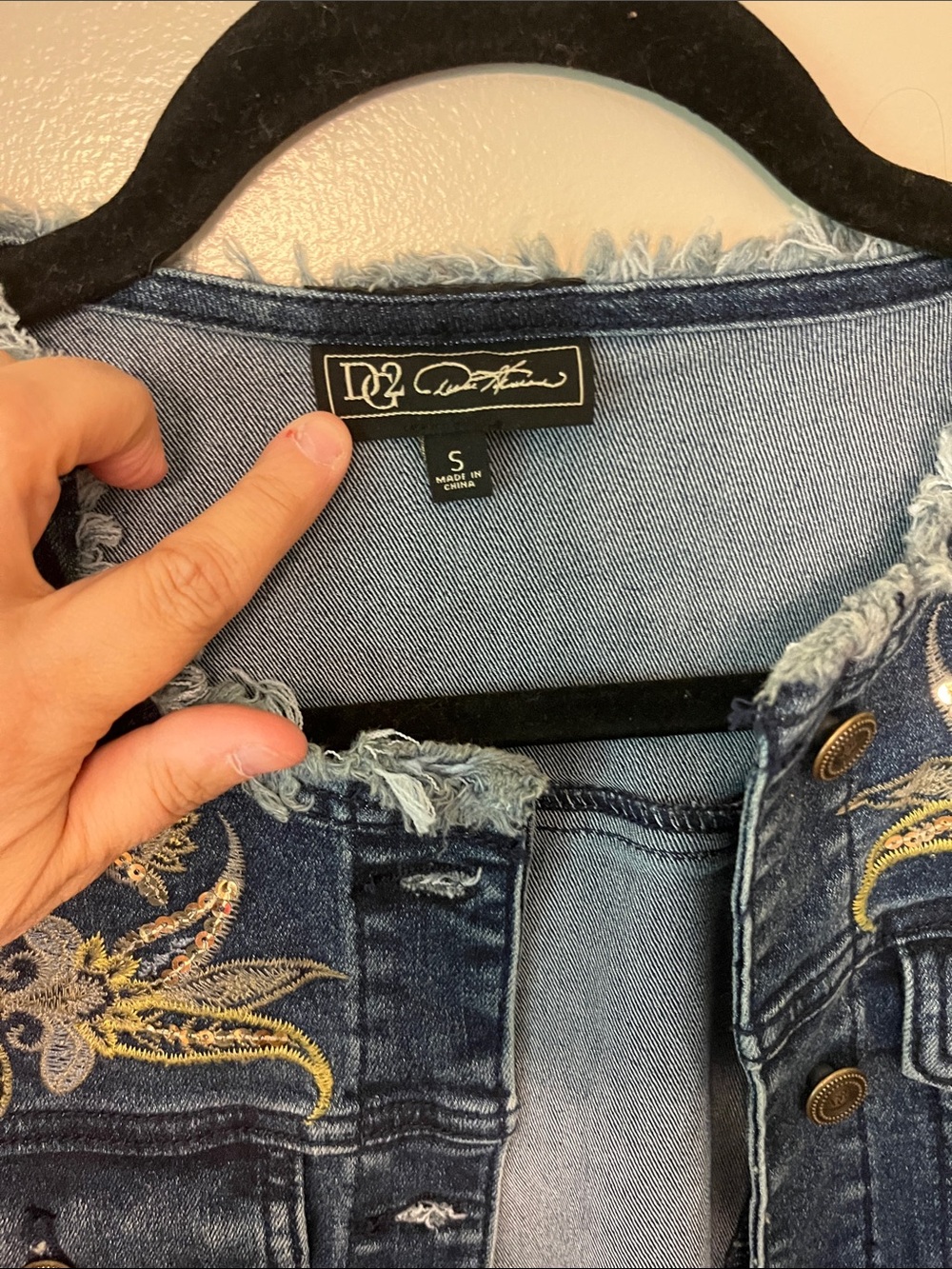 DG2 by Diane Gilman Embroidered Blue Denim Jacket